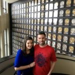 Landon and me in front of a two story wall of records!